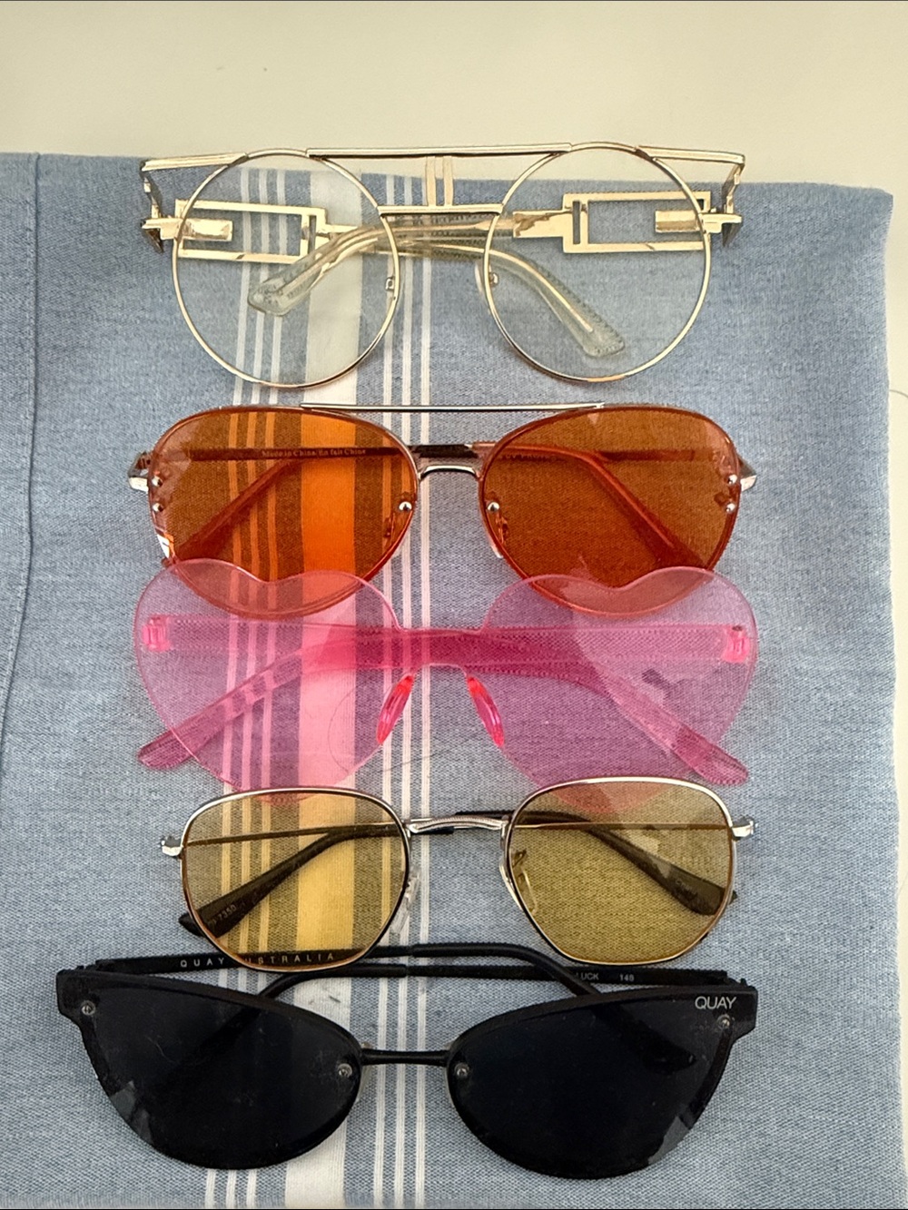 Quay Australia Women's Sunglasses Set — Pink, Orange, Gold, Black, Clear